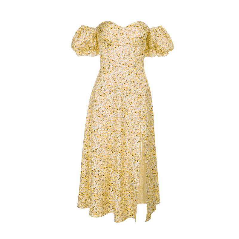 Damen Off-Shoulder Maxikleid mit voluminösen Puffärmeln Echo Archiv