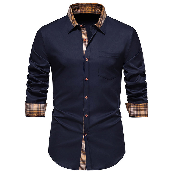 Herren Elegantes Langarmhemd mit Kontrastdetails Echoarchiv