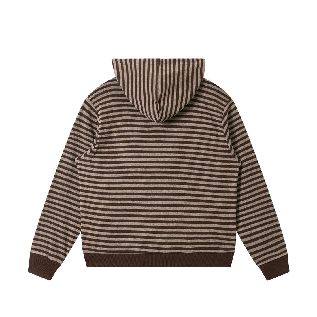 Unisex Gestreifte Strick-Kapuzenjacke mit durchgehendem Reißverschluss und Kängurutaschen Echoarchiv