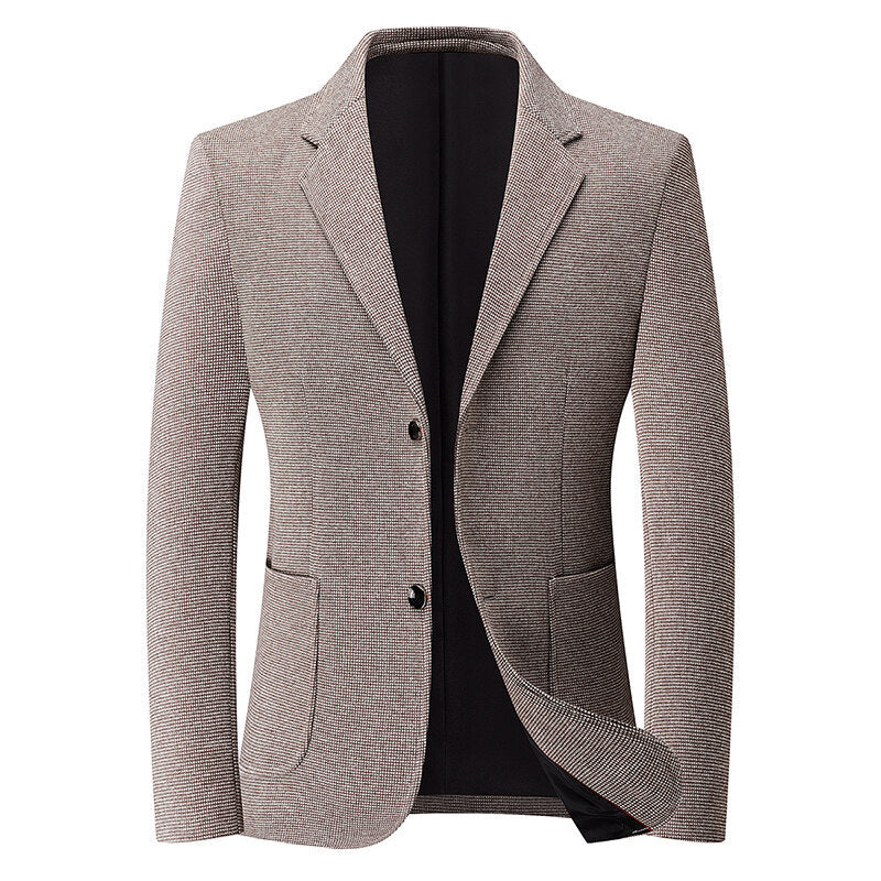 Herren Slim-Fit Blazer im feinen Struktur-Tweed mit aufgesetzten Pattentaschen – Tianoro