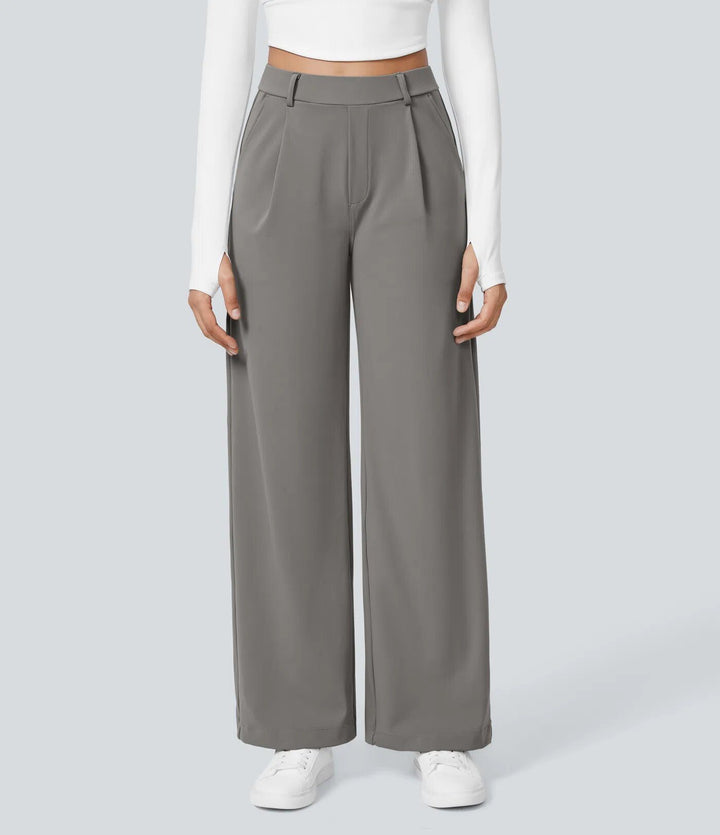 Damen Weite High‑Waist Palazzo‑Hose mit Bundfalten und Eingrifftaschen Echo Archiv
