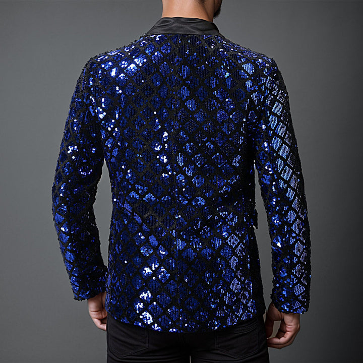 Herren eleganter Paillettenblazer mit satinierter Revers Echoarchiv