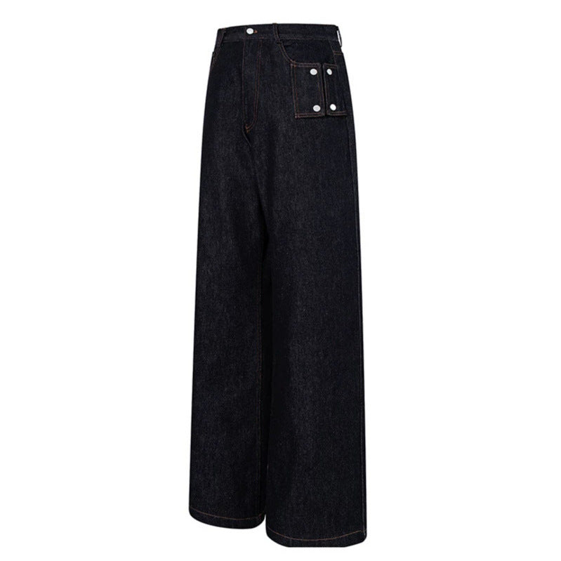 Damen Hochtaillierte Wide‑Leg Jeanshose mit Utility‑Tasche Echoarchiv