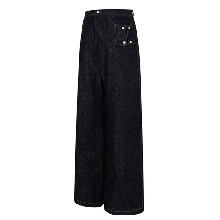 Damen Hochtaillierte Wide‑Leg Jeanshose mit Utility‑Tasche Echoarchiv