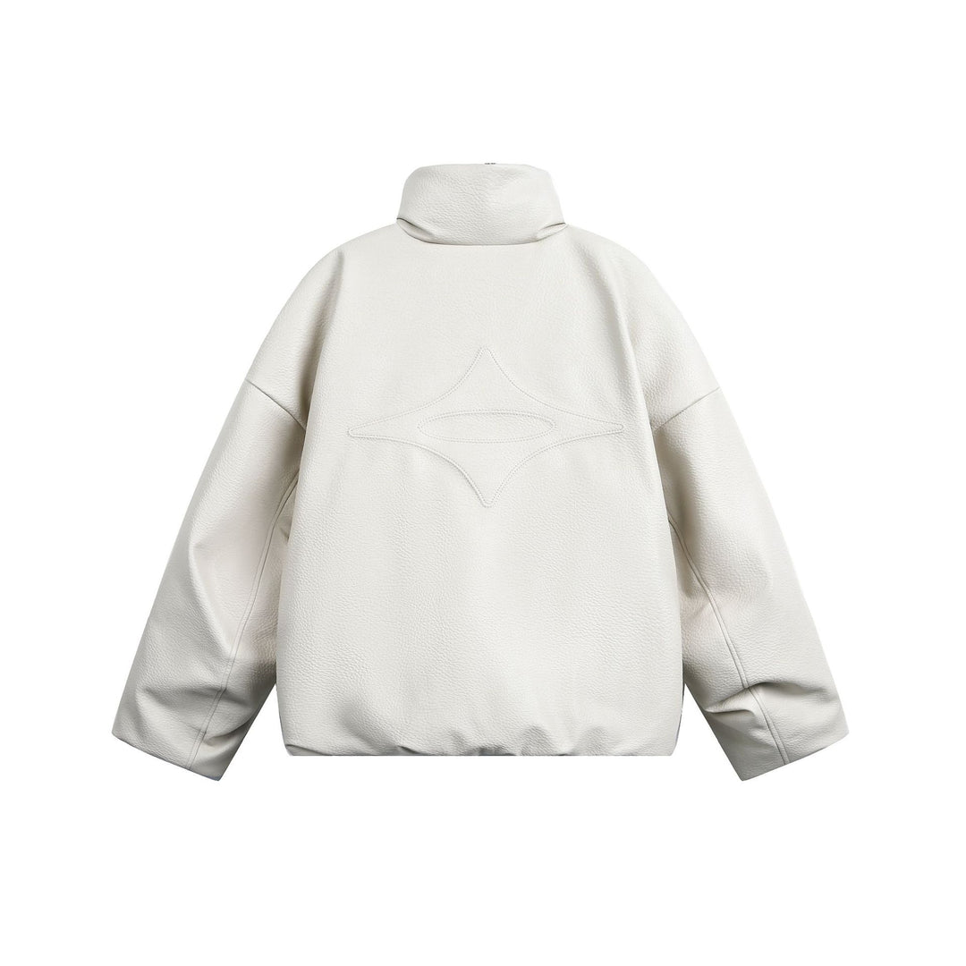 Damen Oversized Kunstleder-Bomberjacke mit hohem Stehkragen Echoarchiv