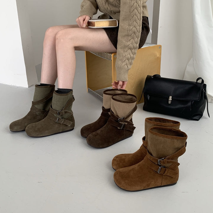 Damen Komfortable Stiefeletten mit dekorativen Riemen Echo Archiv