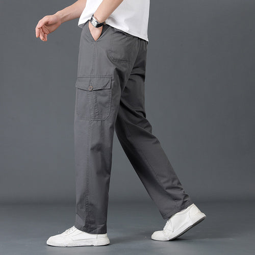 Herren Weite Cargo-Hose mit elastischem Bund, aufgesetzten Klappentaschen & geradem Bein Echo Archiv