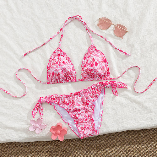 Damen floral gemusterter Triangel-Bikini Echo Archiv