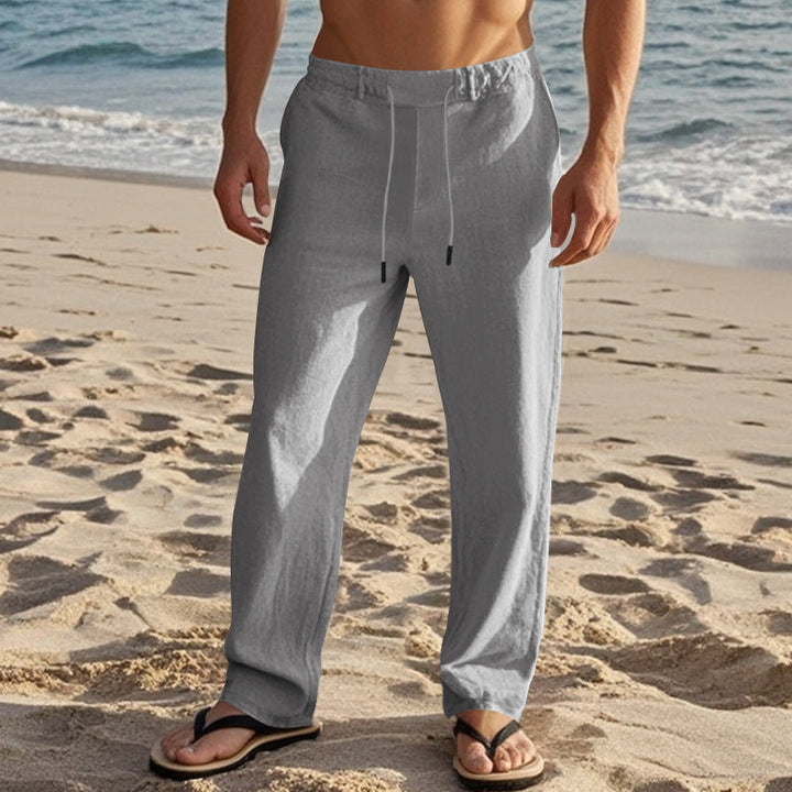 Herren lässige Strandhose mit elastischem Bund und atmungsaktivem Leinenmaterial Echoarchiv