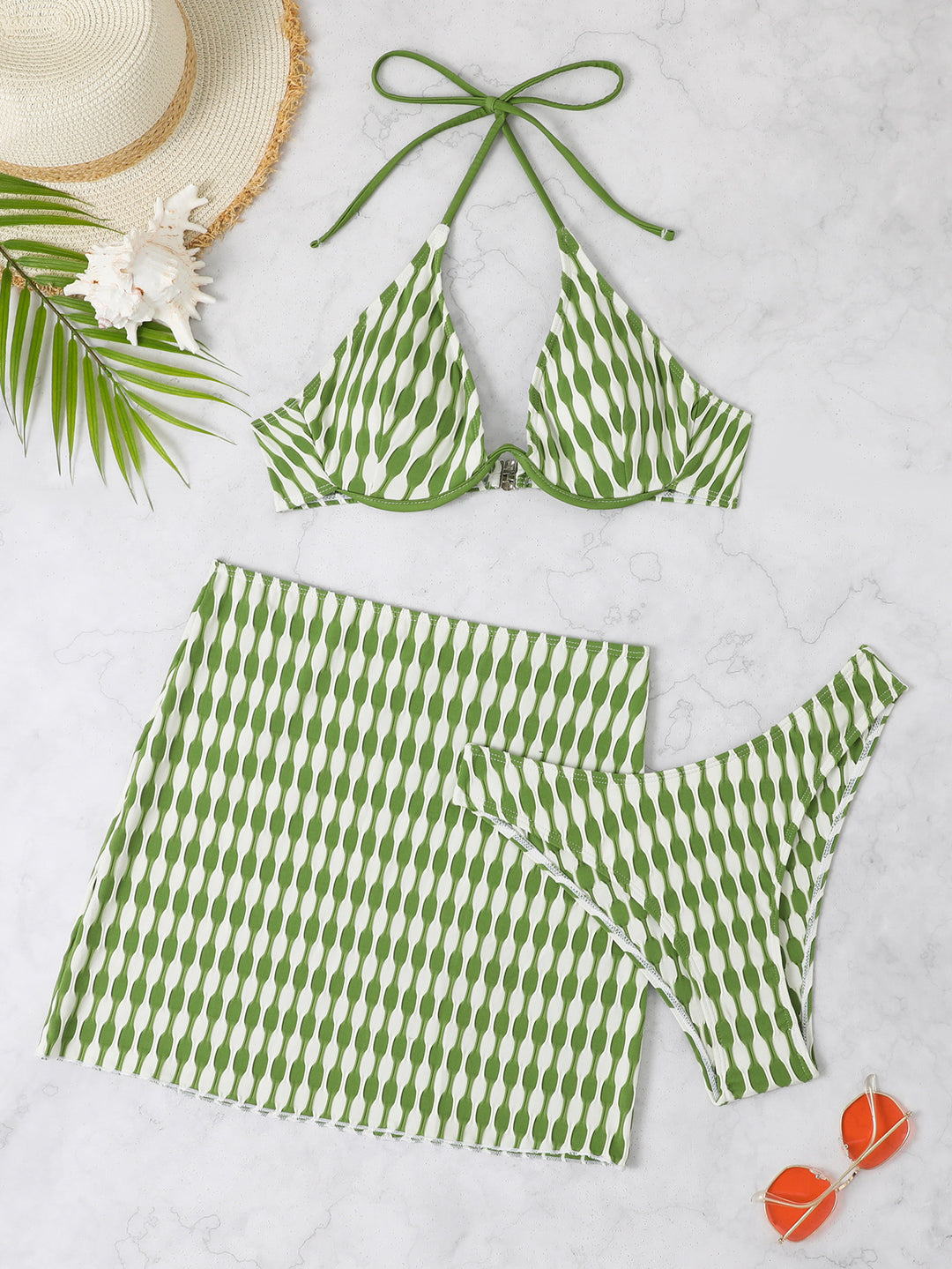 Damen Bikini-Set mit stilvollem Wickelrock und trendigem Triangel-Oberteil Echo Archiv