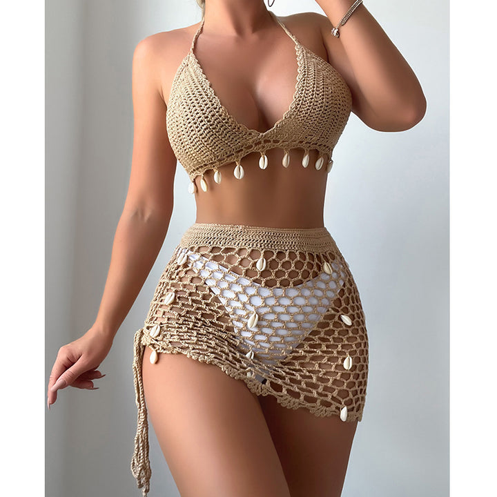 Damen Häkel-Bikini-Set mit charmanten Muscheldetails und verstellbarem Unterteil Echo Archiv