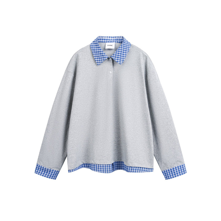 Unisex Weit geschnittener Sweatpullover mit Karokragen und Saumeinsatz Echoarchiv