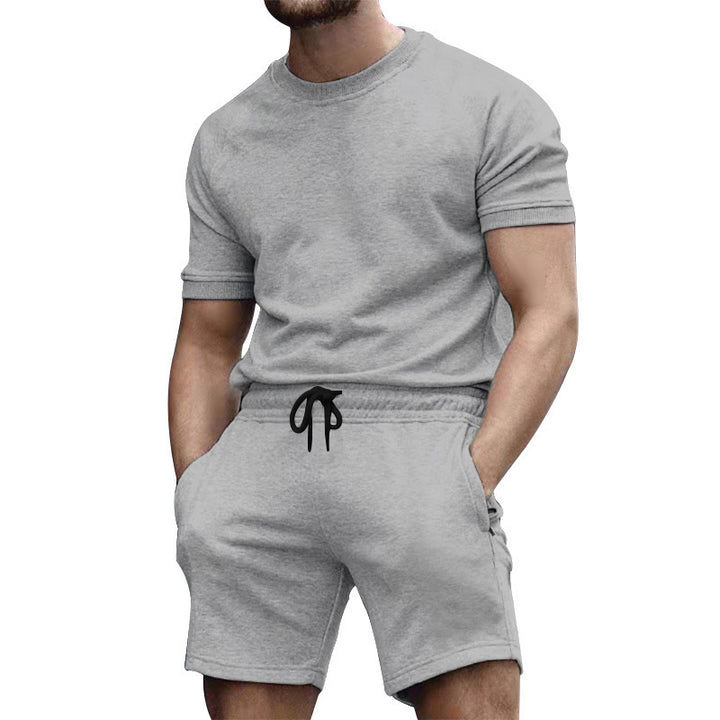Herren lässiges Sportoberteil und Shorts-Set mit elastischem Bund Echoarchiv