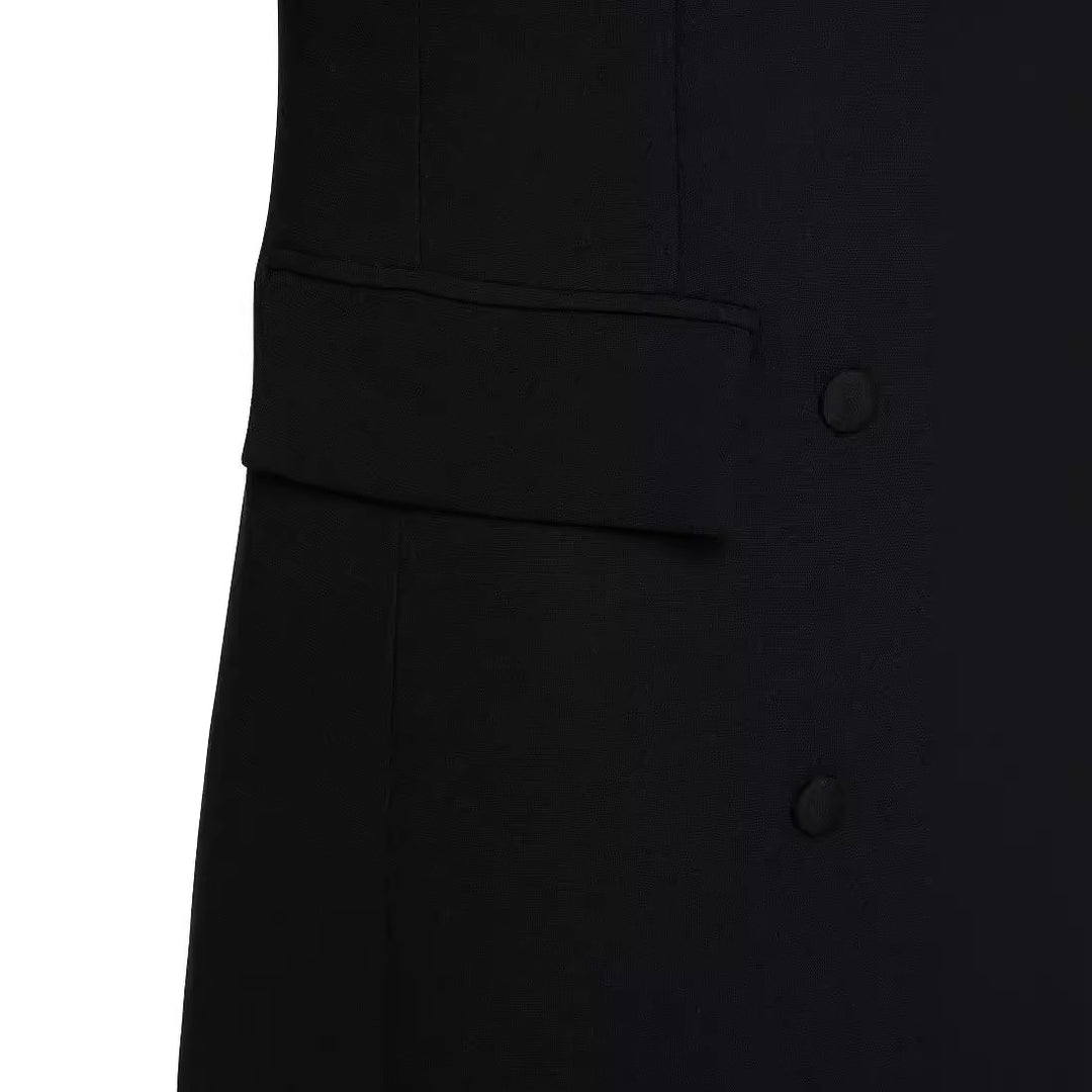 Damen Doppeltreihiger Maxi-Blazer-Mantel mit schlanker Silhouette Echoarchiv