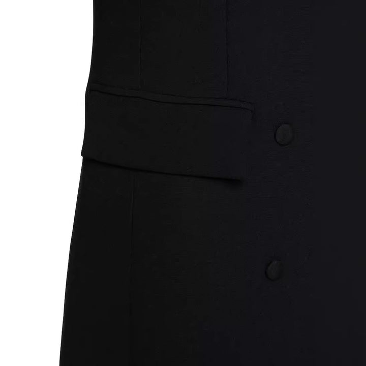 Damen Doppeltreihiger Maxi-Blazer-Mantel mit schlanker Silhouette Echoarchiv