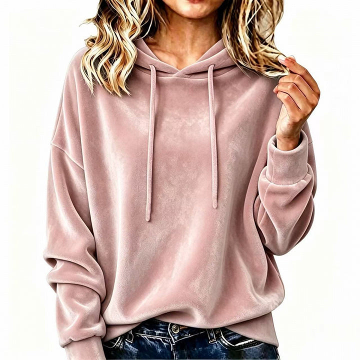 Damen Velours-Oversize-Kapuzenpullover mit Raglanärmeln Echoarchiv