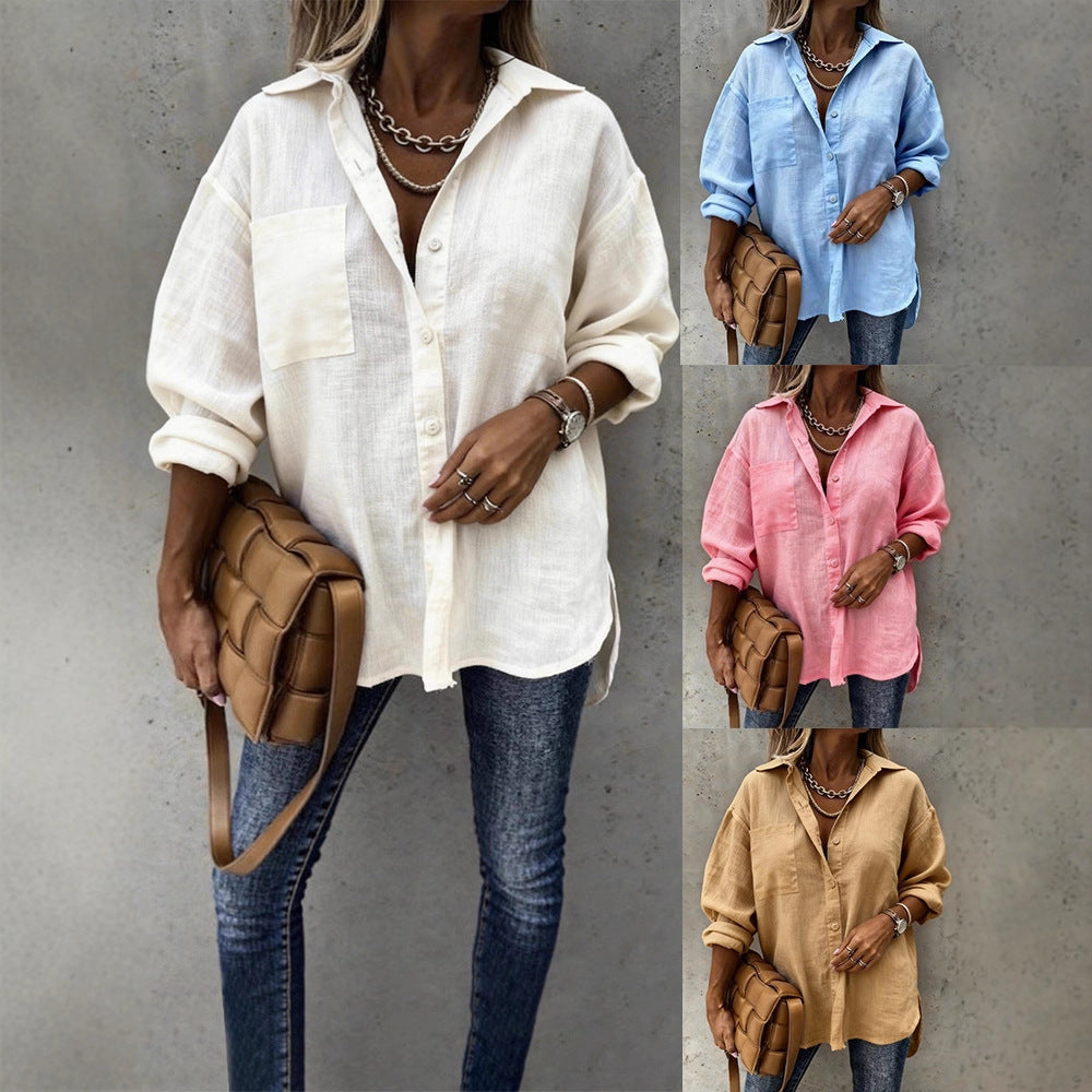 Damen Leichte und lässige Bluse mit Brusttasche Echo Archiv
