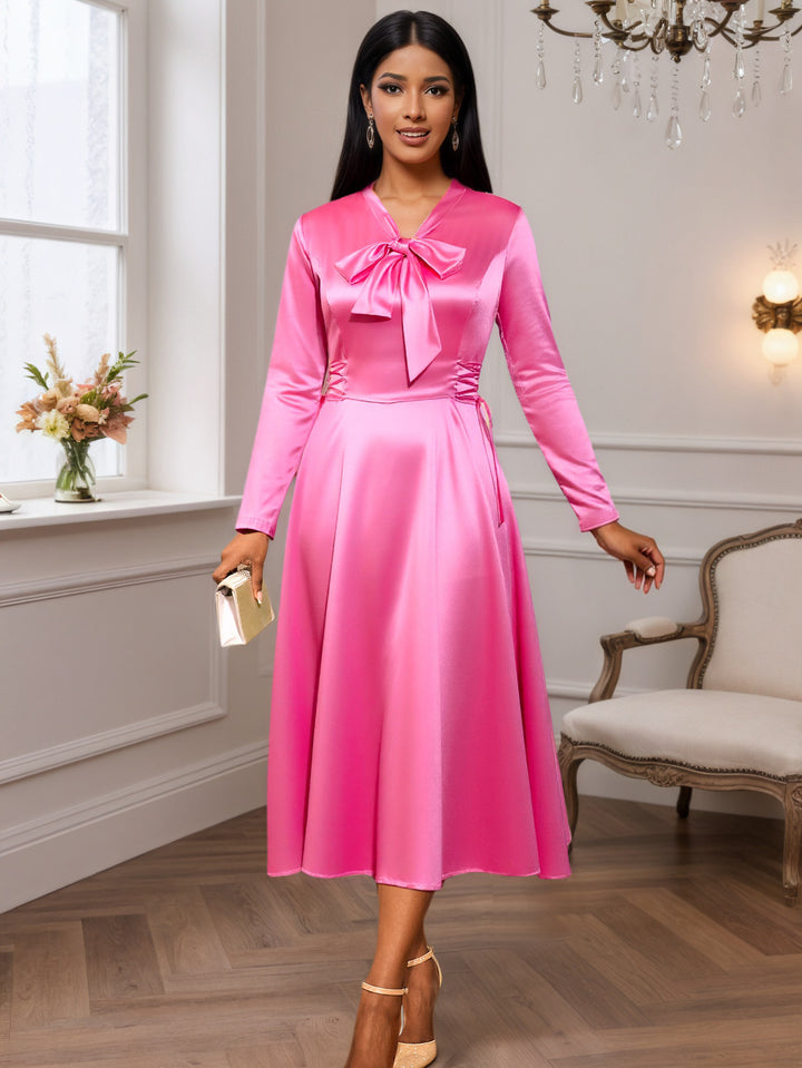 Damen Elegantes Midikleid mit Raffinierter Schleifenbindung Echo Archiv