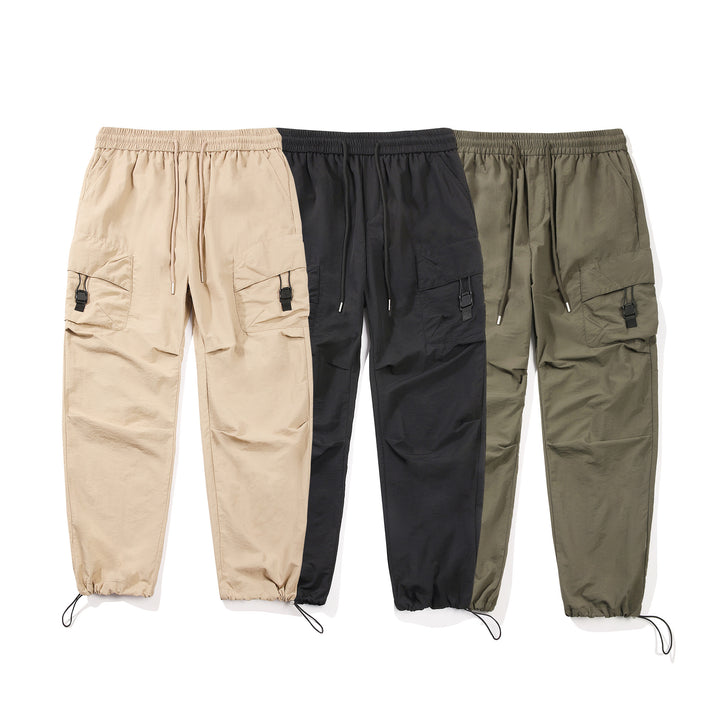 Herren Leichte Ripstop‑Trekking‑Cargohose mit Elastikbund, Kordelzug und Schnallen‑Cargotaschen Echo Archiv