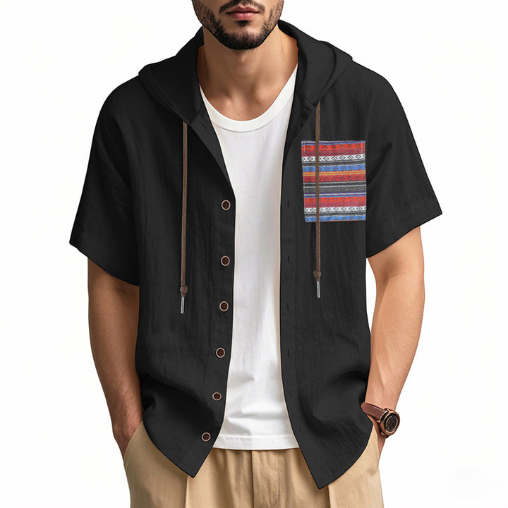 Herren leichtes Kapuzenshirt mit buntem Muster und strukturierter Oberfläche Echoarchiv