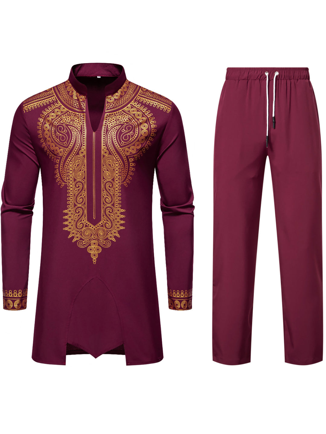 Herren Traditionelles besticktes Tunika‑Set mit Mandarinkragen und elastischer Hose Echo Archiv