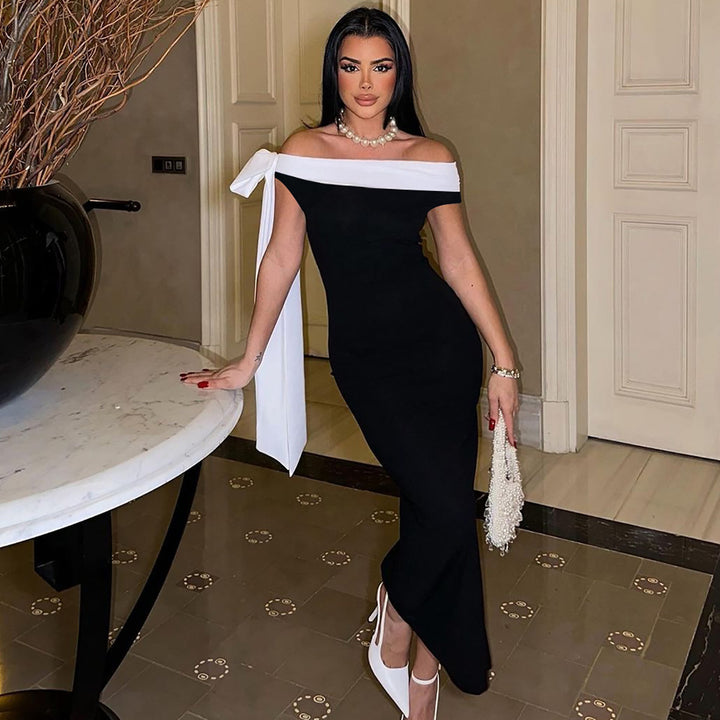 Damen Elegantes Maxikleid mit Off-Shoulder Design und schmalem Schnitt Echo Archiv