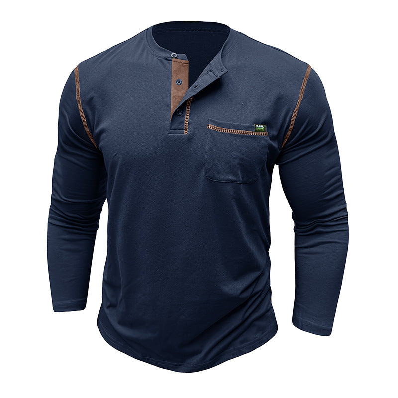 Herren Langärmliges Henley-Shirt mit Brusttasche Echoarchiv