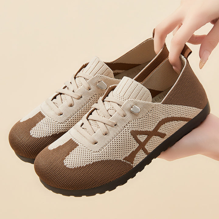 Damen nan komfortabler gestrickter Slip-On Sneaker mit elastischem Schaft, dekorativer Schnürung und flexibler rutschfester Laufsohle Echo Archiv