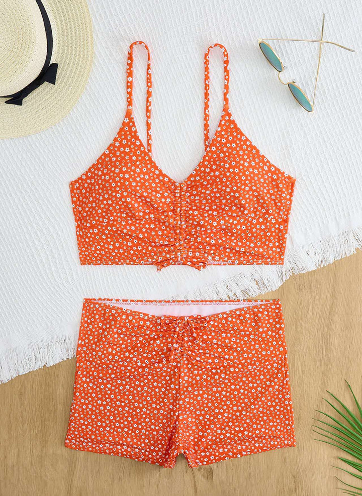 Damen Bikini mit floralem Rüschendesign und verstellbaren Trägern Echo Archiv