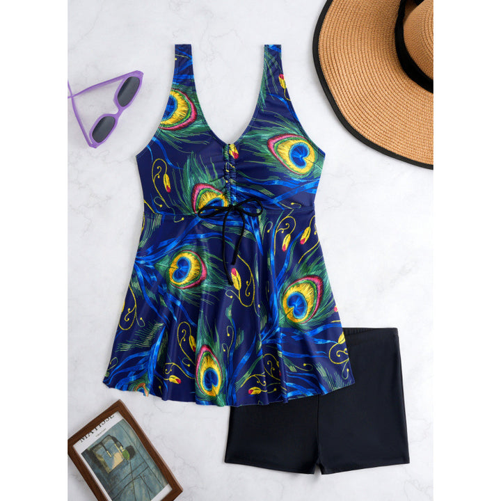 Damen Badeanzug mit floralem Design und seitlichem Bindeband Echo Archiv