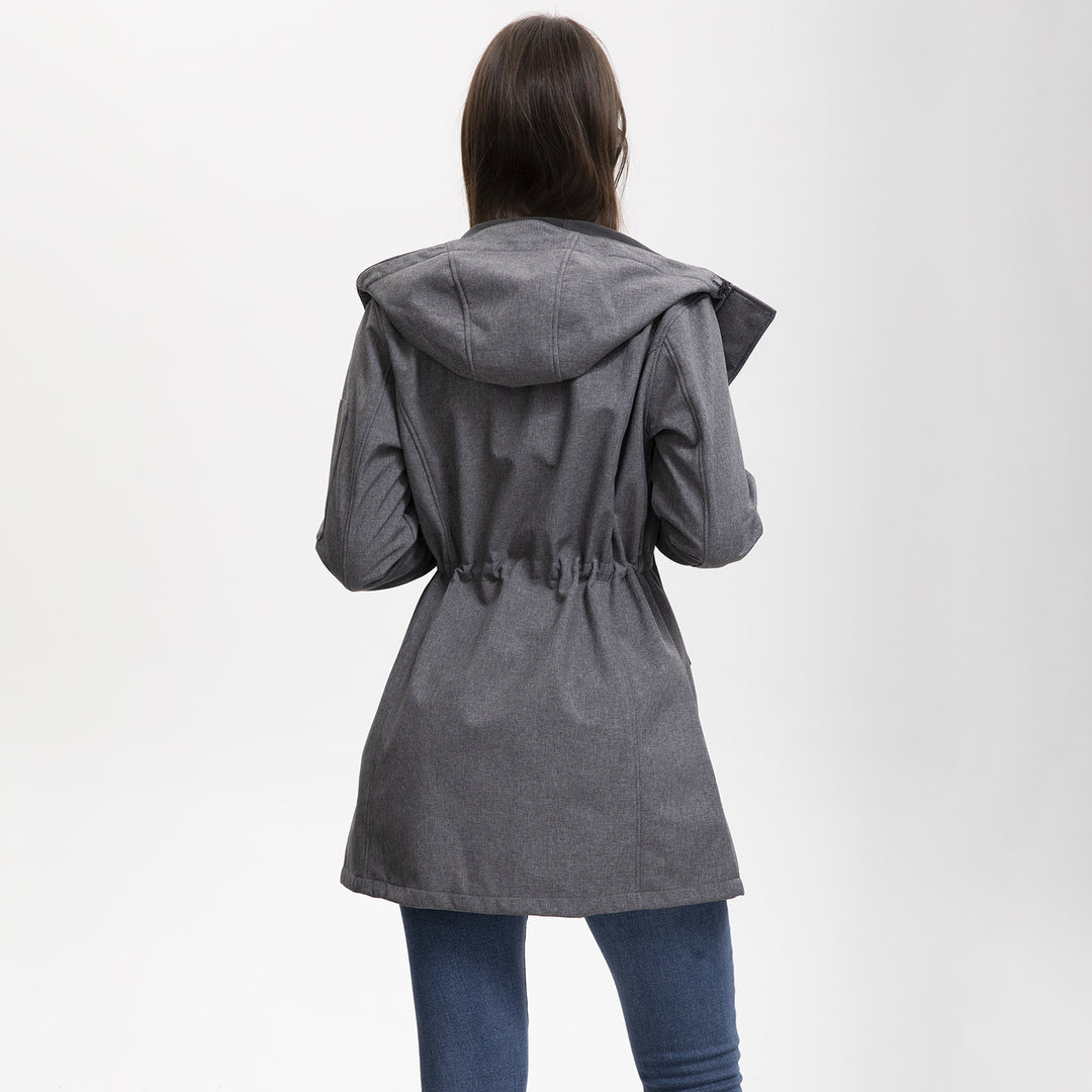 Damen nan funktionaler Softshell-Parka mit Teddyfleece-Futter, Kapuze und Taillenzug Echo Archiv