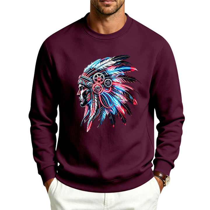 Herren Sweatshirt mit detailreichem Federschmuck-Print Echoarchiv
