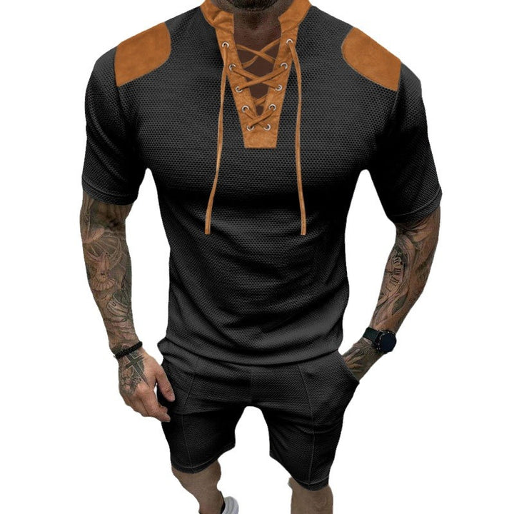 Herren trendiges Sport-T-Shirt mit einzigartigem Schnürdesign und atmungsaktivem Gewebe Echoarchiv