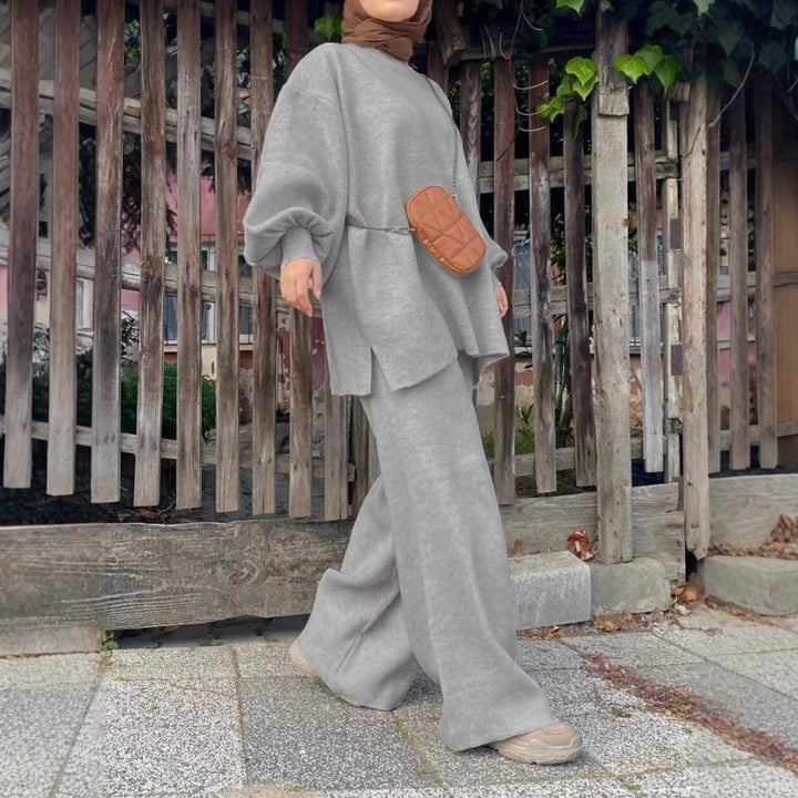 Damen Oversize-Strickset mit Ballonärmeln & weitem Palazzo-Hosenbein Echoarchiv