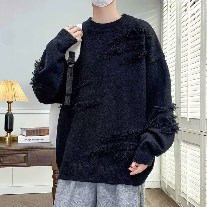 Damen Modischer Grobstrickpullover mit Fransen Echo Archiv