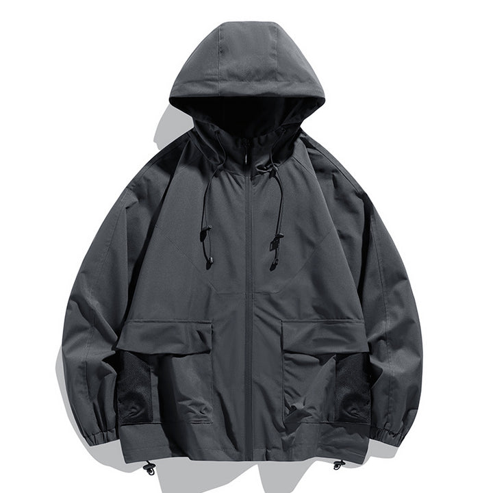 Herren Oversize Kapuzen-Windbreaker mit Multi‑Taschen, Mesh‑Einsätzen und Kordelzug Echo Archiv