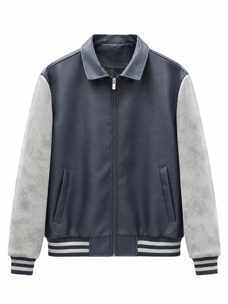 Herren Modische Kunstleder Bomberjacke Echo Archiv