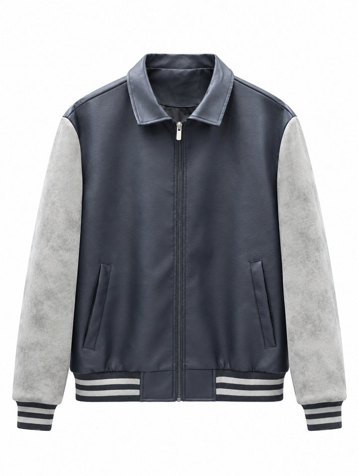 Herren Modische Kunstleder Bomberjacke Echo Archiv
