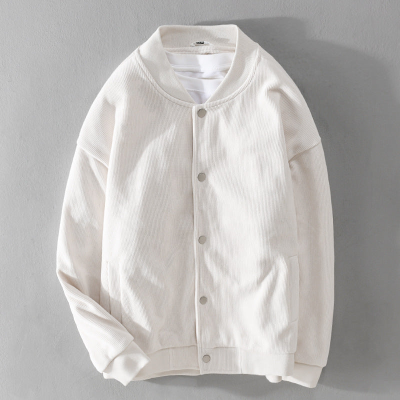 Herren Cord-Collegejacke mit Druckknopfleiste und Rippbündchen Echoarchiv