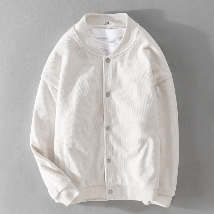 Herren Cord-Collegejacke mit Druckknopfleiste und Rippbündchen Echoarchiv