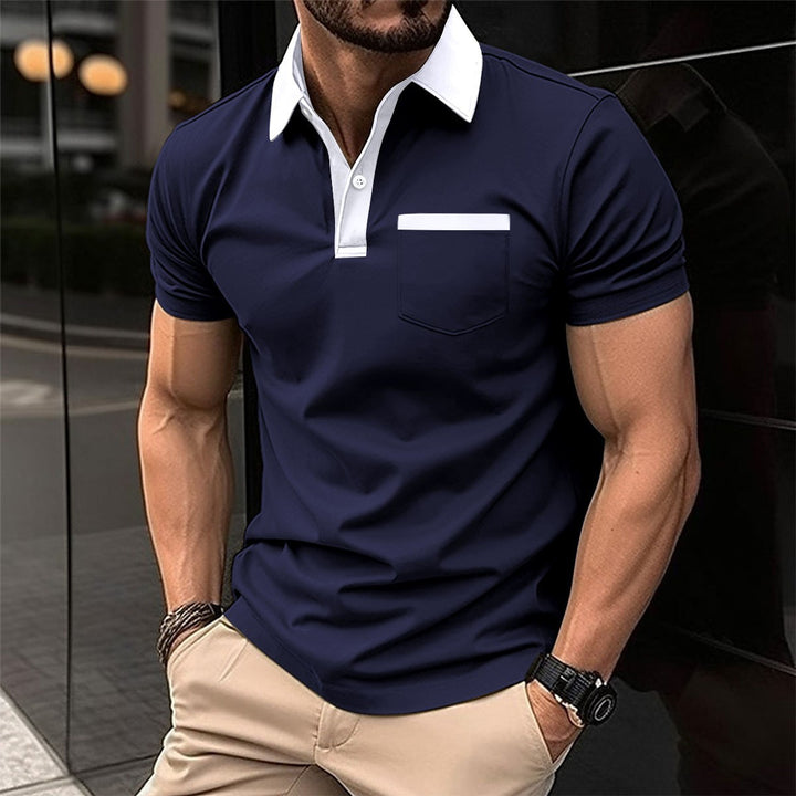 Herren modisches Kurzarm-Polohemd mit kontrastierenden Details Echoarchiv