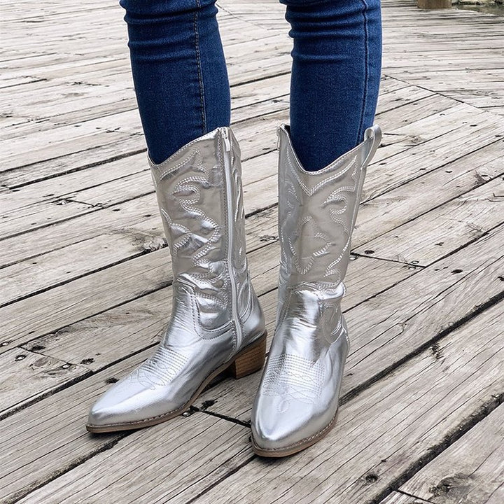 Damen nan Cowboystiefel mit mittelhohem Blockabsatz und seitlichem Reißverschluss Echo Archiv