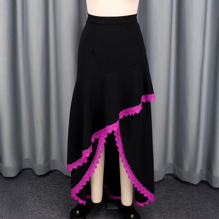 Damen eleganter Maxirock mit floralen Spitzenakzenten Echo Archiv