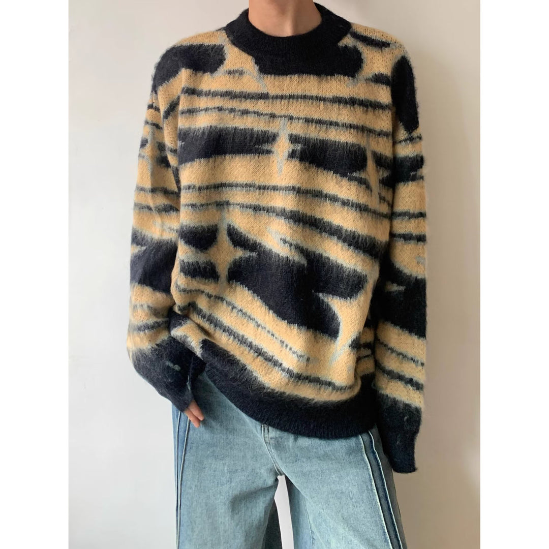 Damen Modischer Grobstrickpullover mit grafischem Muster Echoarchiv