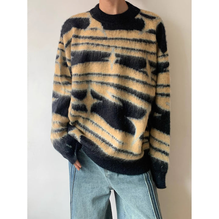 Damen Modischer Grobstrickpullover mit grafischem Muster Echoarchiv