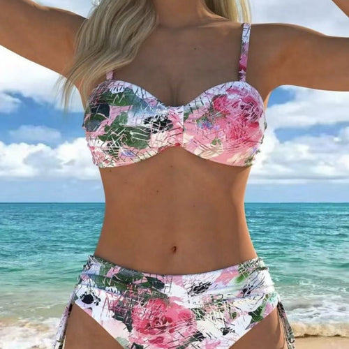 Damen Bikini-Set mit geschmeidigem Oberteil und hoch taillierter Hose Echo Archiv