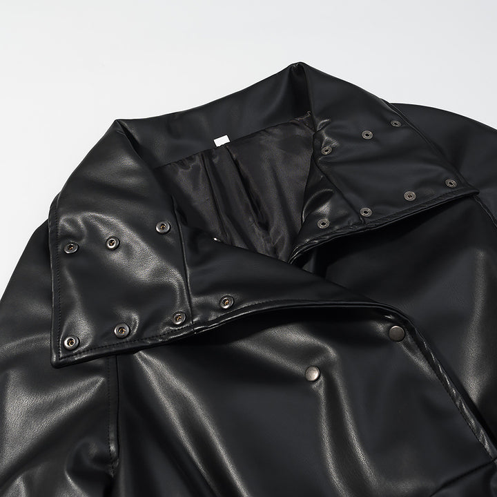 Damen Wasserabweisende Parka‑Jacke aus Kunstleder mit hohem Stehkragen und Tunnelzugtaillierung Echo Archiv
