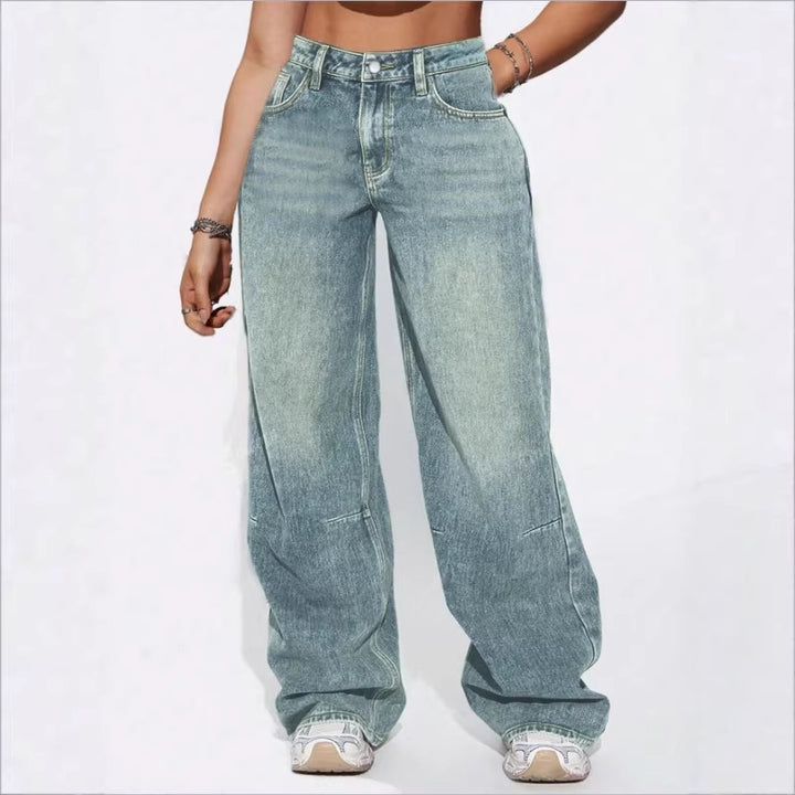 Damen High-Waist Weite Vintage-Denim Baggy-Jeans mit entspanntem Schlag Echo Archiv