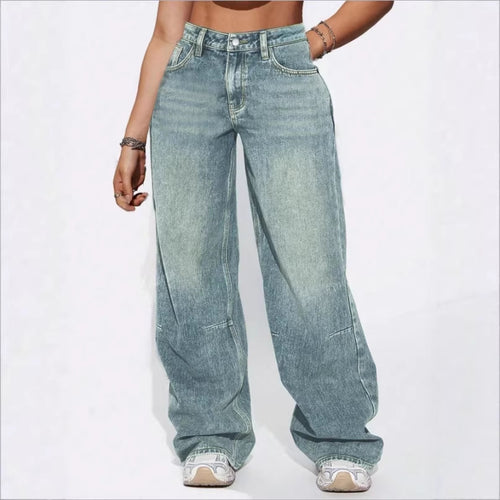 Damen High-Waist Weite Vintage-Denim Baggy-Jeans mit entspanntem Schlag Echo Archiv