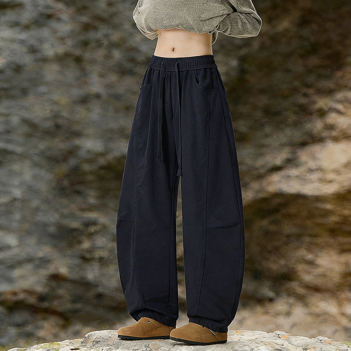 Damen Oversize Cargo-Hose aus Baumwollmix mit hohem Elastikbund und Beinbündchen Echo Archiv